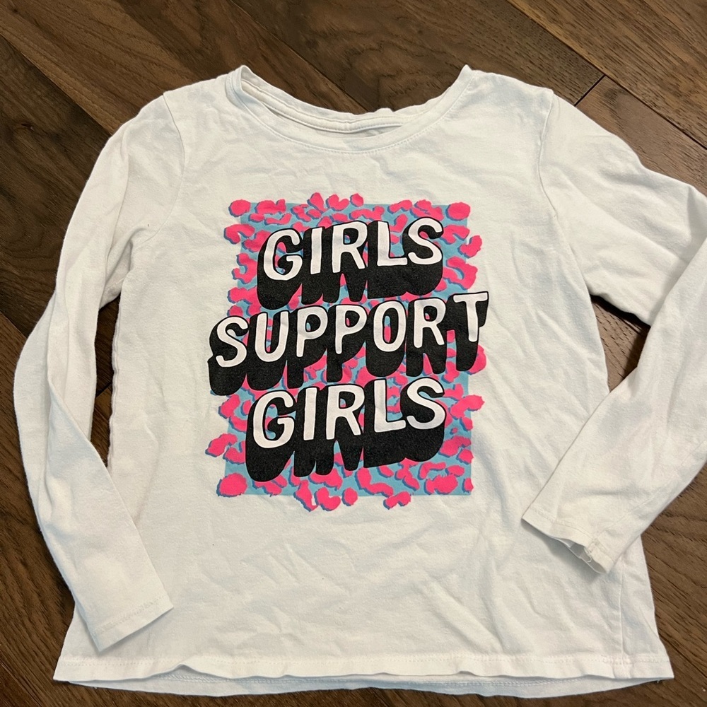 Girls Supporting Girls Long Sleeve Graphic Tee Shirt Old Navy Girls M 8